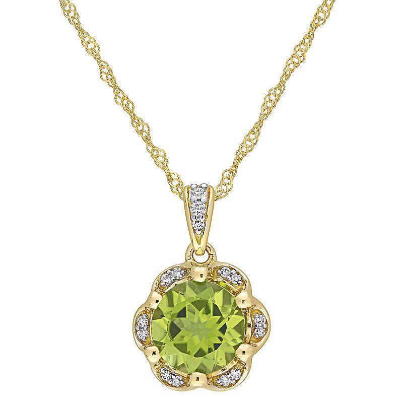 Stella Grace 14K Gold Peridot & Diamond Accent Pendant Necklace, Womens Product Image