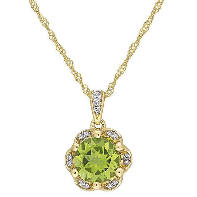 Stella Grace 14K Gold Peridot & Diamond Accent Pendant Necklace, Womens Product Image