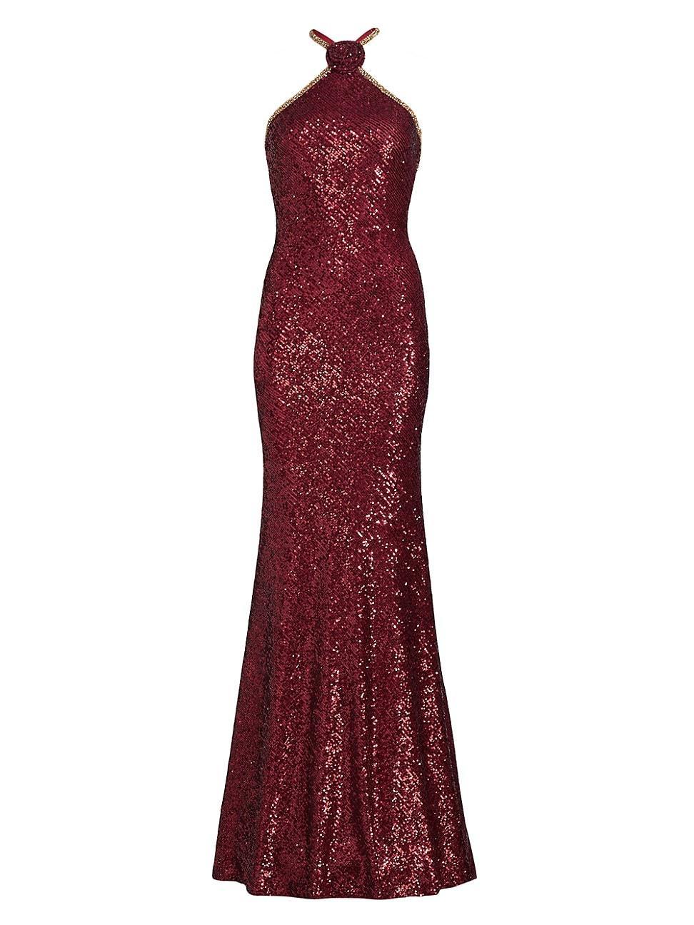 Womens Sequined Halterneck Gown product image