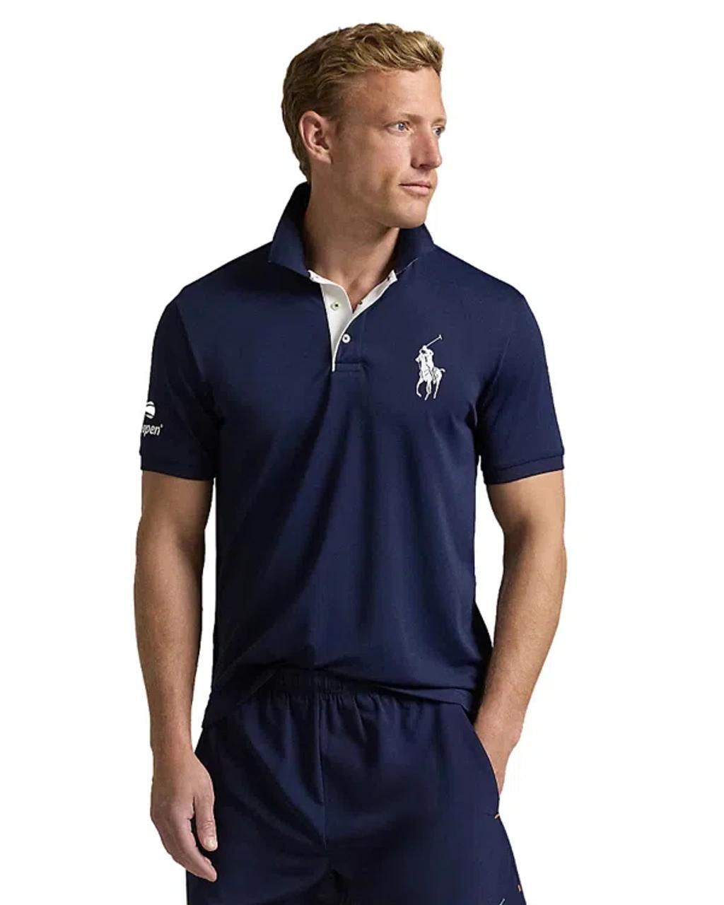 Cotton Logo Embroidered Polo Shirt In Navy Product Image