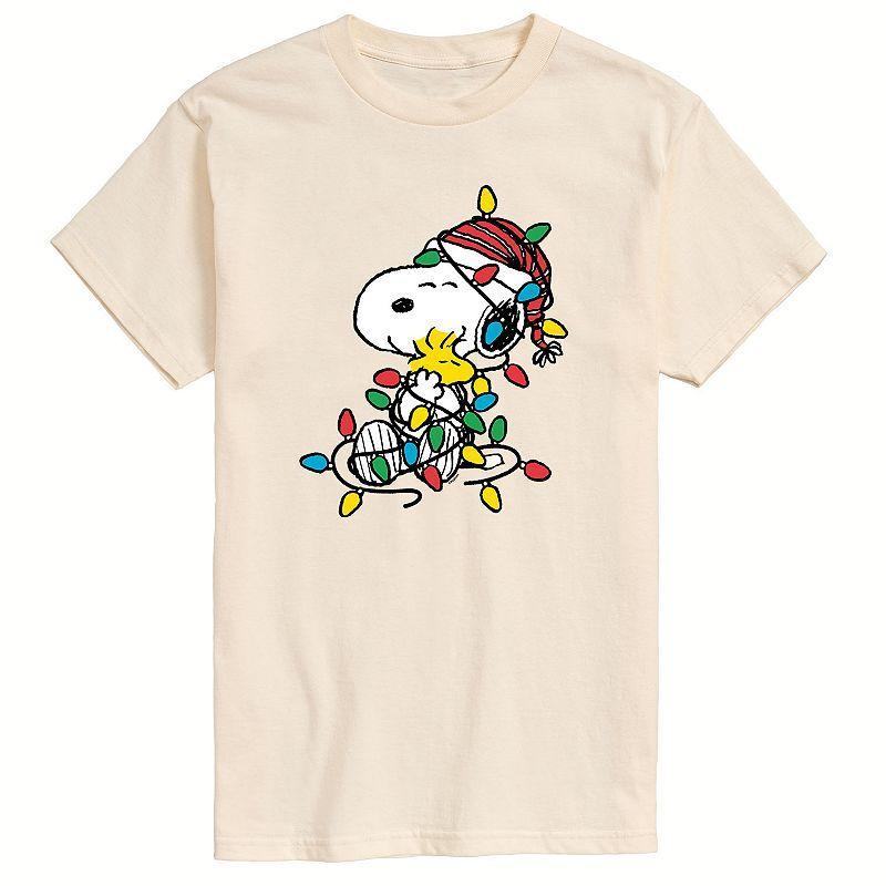 Big & Tall Peanuts Christmas Lights Tee, Mens Med Grey Product Image