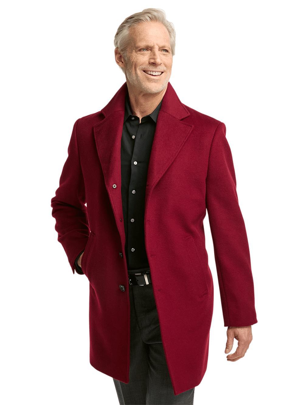 Wool Single Breasted Topcoat - Red Product Image