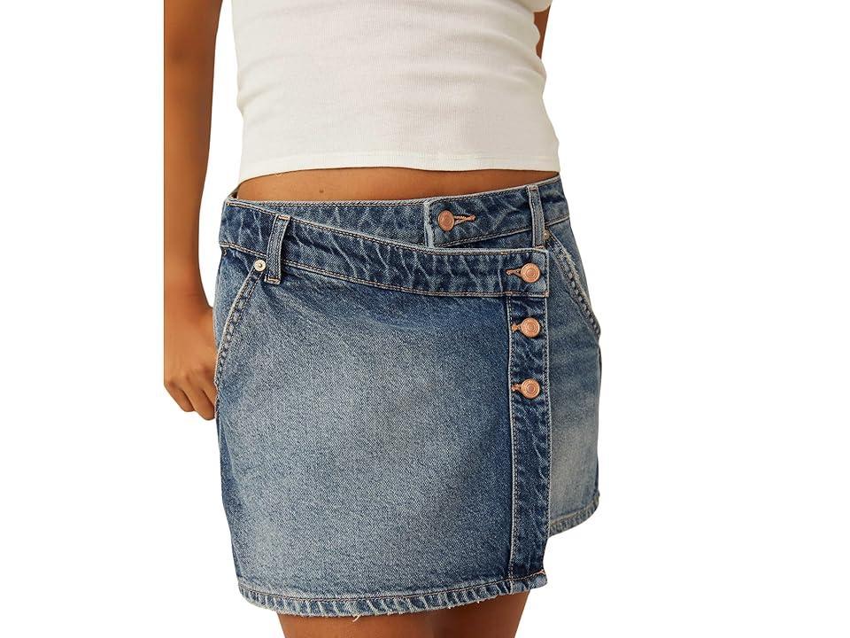 Free People Wynne Denim Skirt (Cornflower) Women's Skirt Product Image