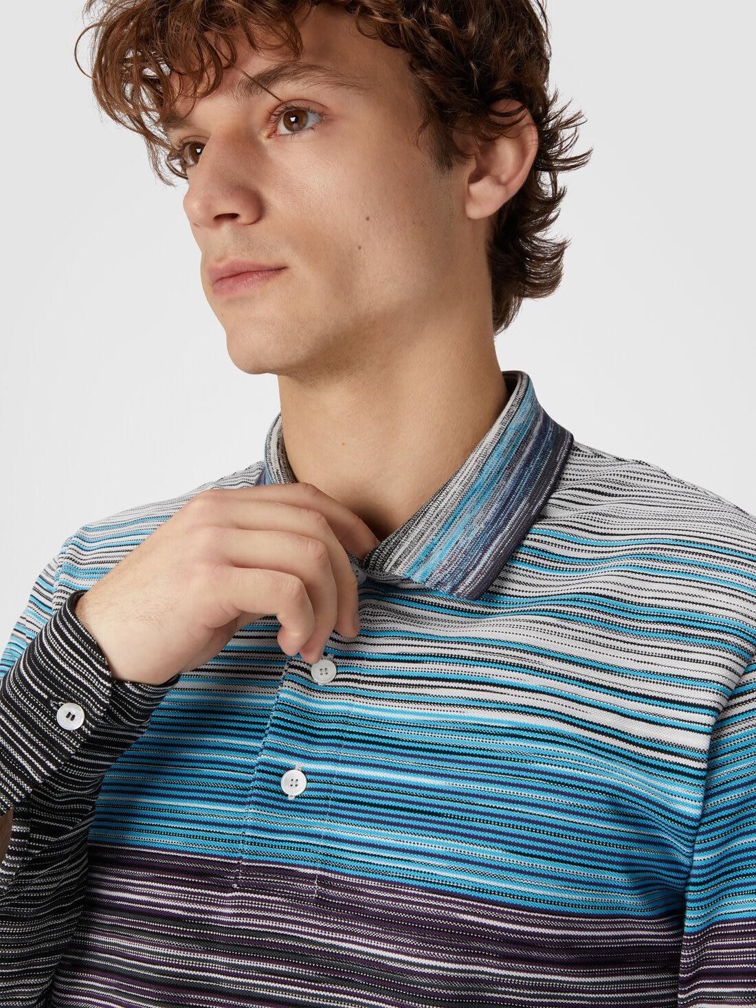 Long-sleeved polo shirt in slub cotton piqué Multicoloured | Missoni Product Image