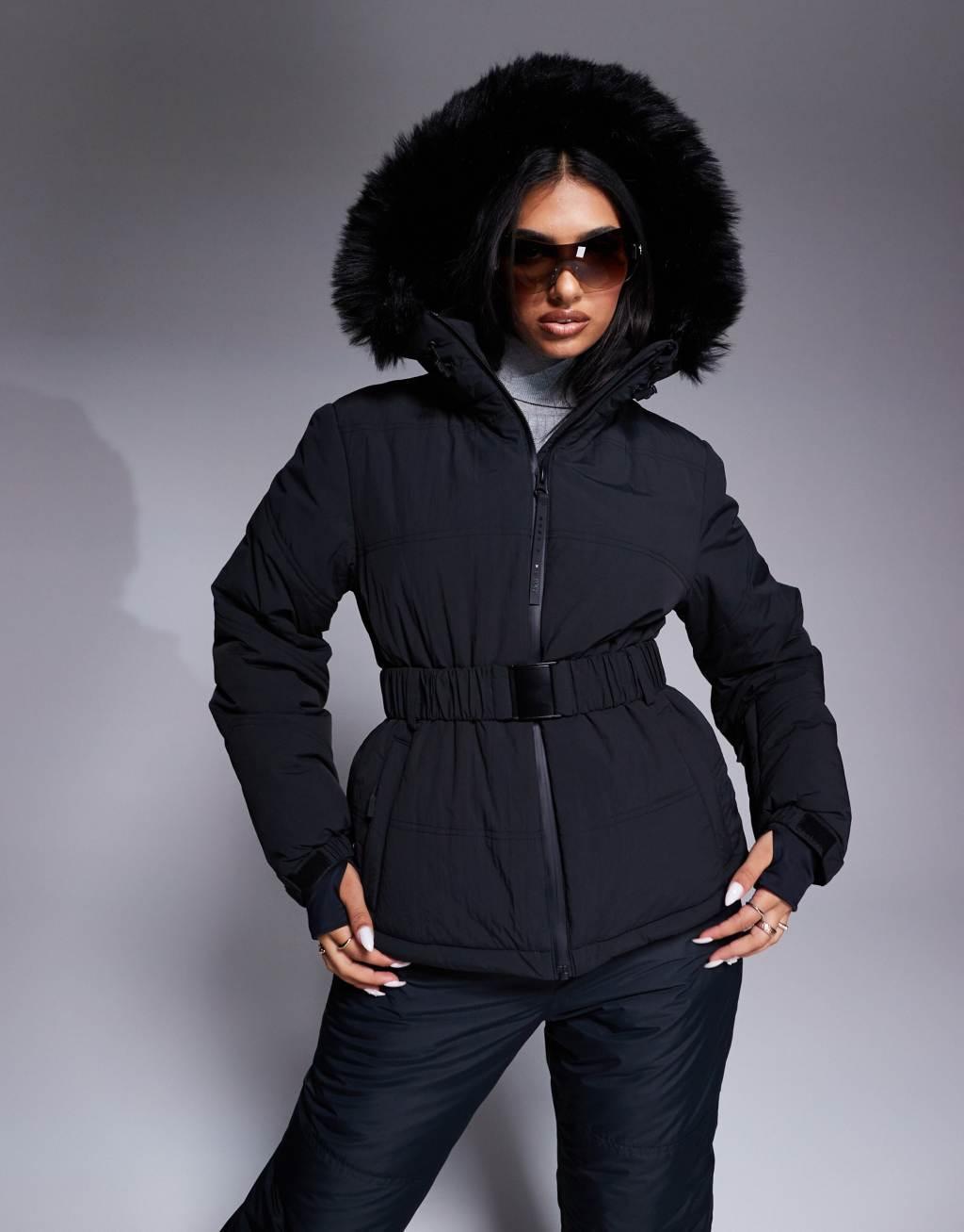 ASOS 4505 Ski water repellent insulated ski jacket in black Product Image