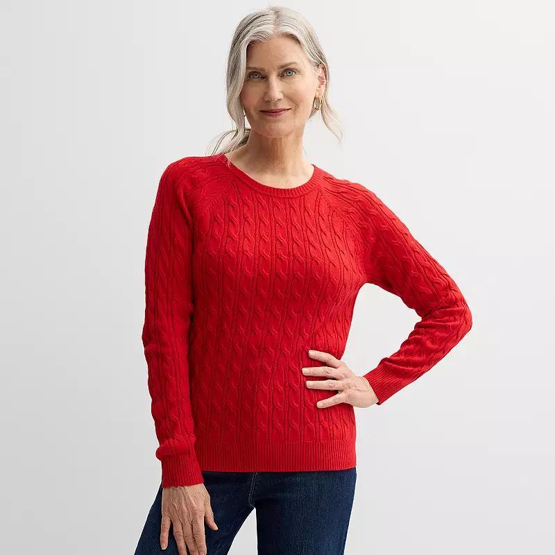 Petite Croft & Barrow The Extra Soft Cabled Crewneck Sweater, Womens product image