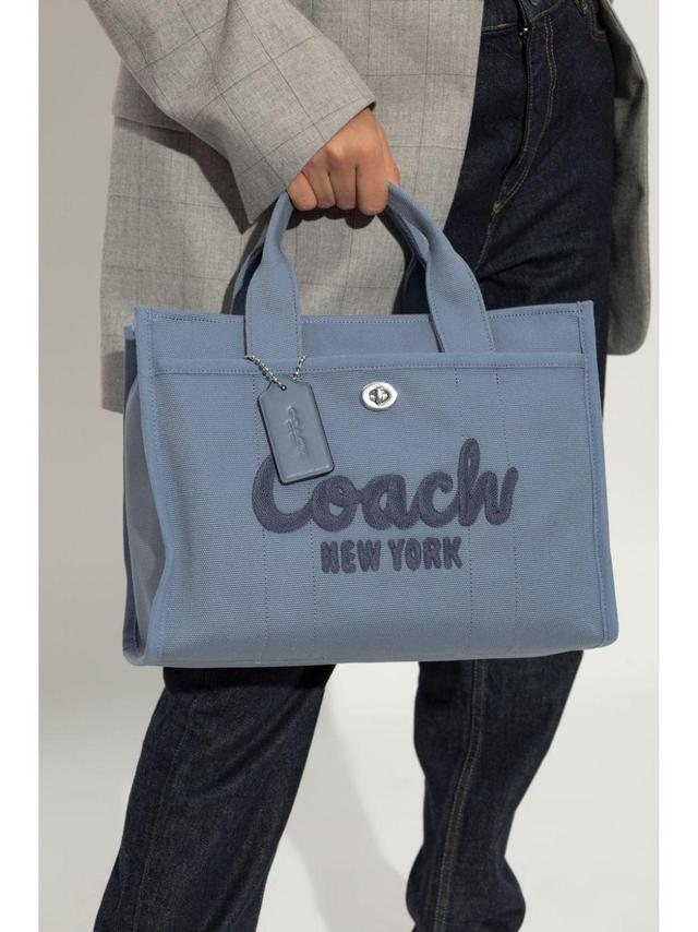 Logo Flocked Tote Bag In Blue Product Image