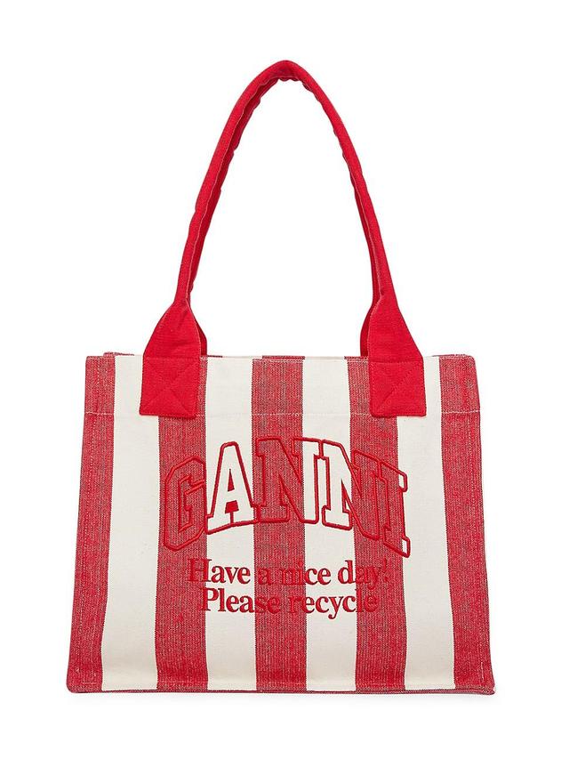 Womens Large Easy Shopper Striped Cotton Tote Bag Product Image