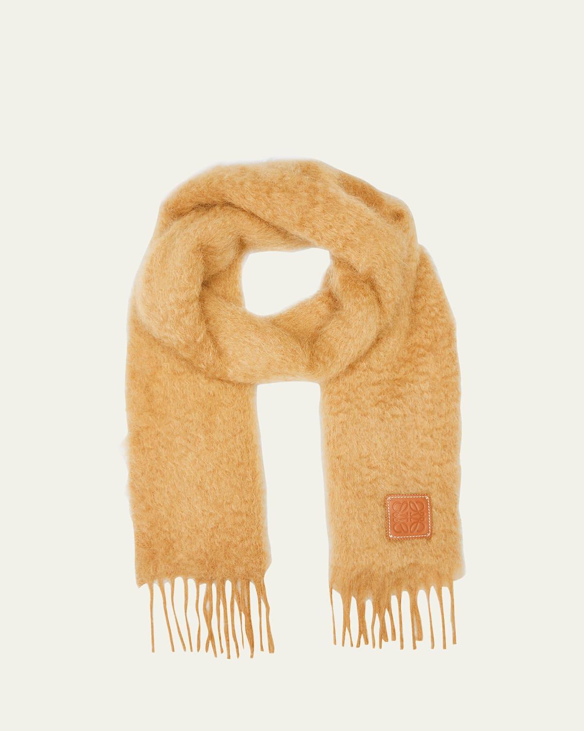 Womens Wool-Mohair Logo Patch Scarf Product Image