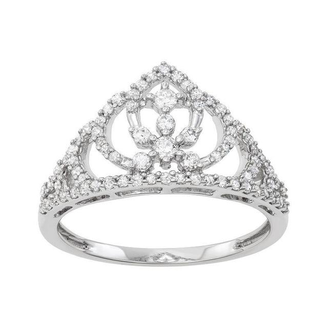 Sterling Silver 1/2 Carat T.W. Diamond Tiara Ring, Womens Product Image