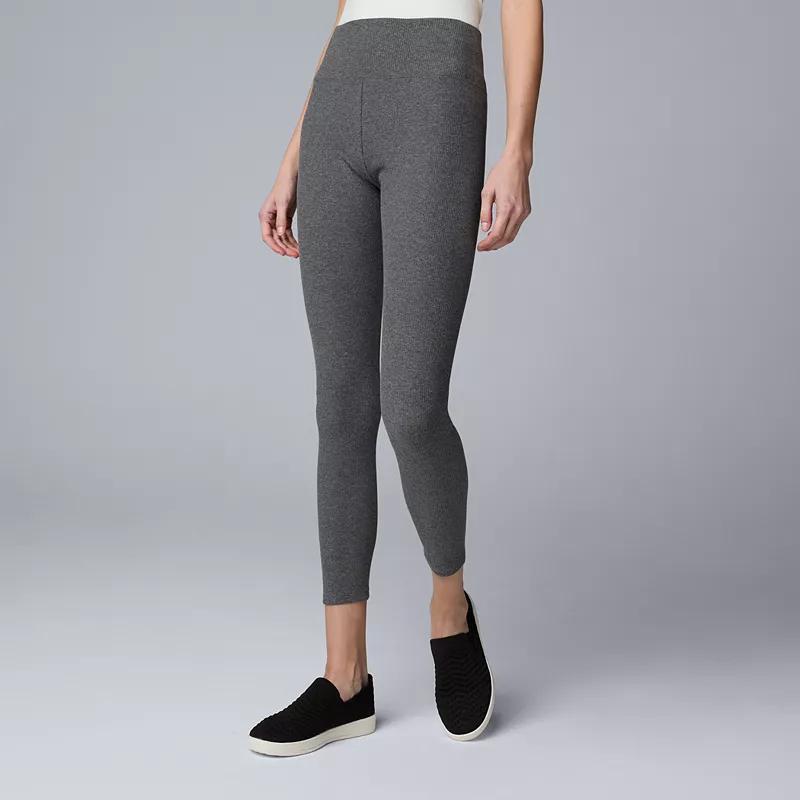 Womens Simply Vera Vera Wang High-Rise Shaping Rib Knit Leggings Grey Gray Product Image