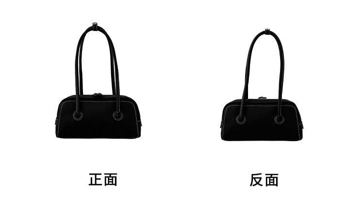 Contrast Stitching Faux Leather Bowler Bag Product Image