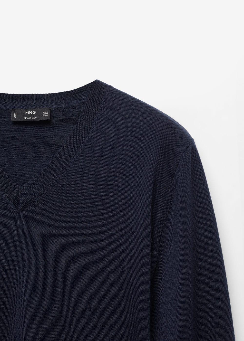 MANGO MAN - 100% merino wool V-neck sweater dark navyMen Product Image