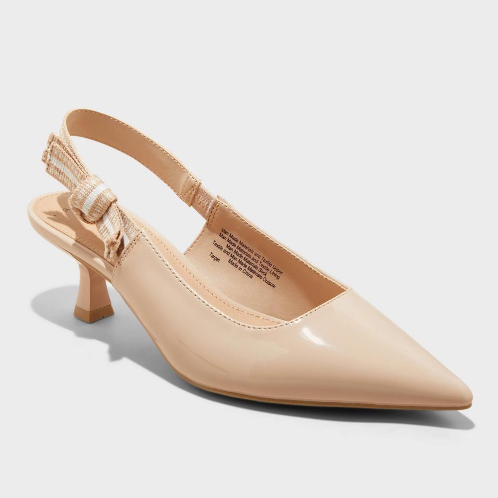 Womens Milan Slingback Kitten Pumps - A New Day Tan 9.5 Product Image