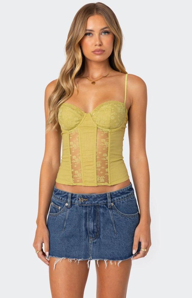 Edikted Women's Avena Linen Look Lacey Corset Product Image