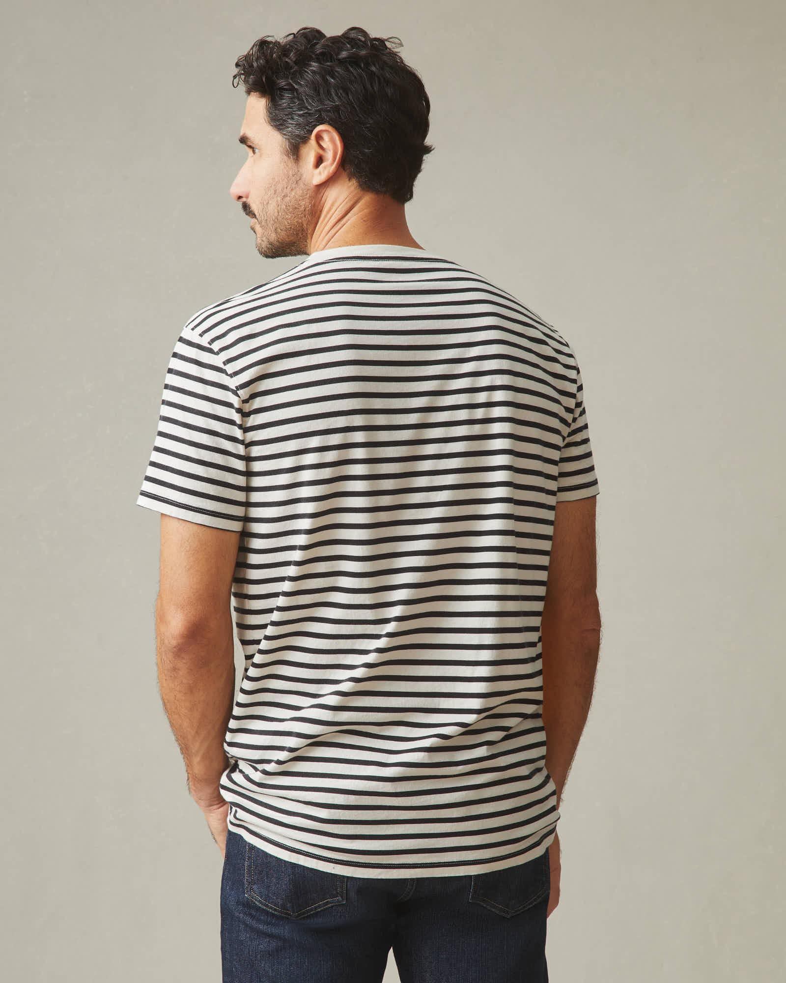 Classic Cotton Crew Tee Striped - Navy Stripe Male Product Image