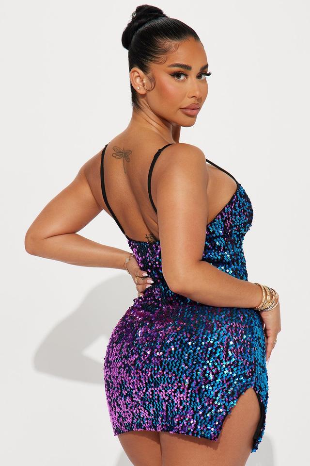 Bright Light Sequin Mini Dress - Purple/combo Product Image