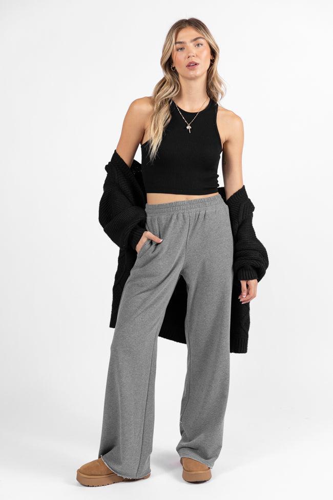 Before You Go Grey Wide Leg Sweatpants Product Image