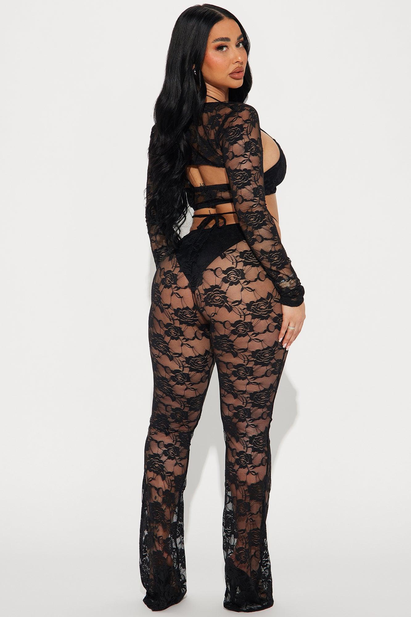 Festival Night Lace 3pc Pant Set - Black Product Image