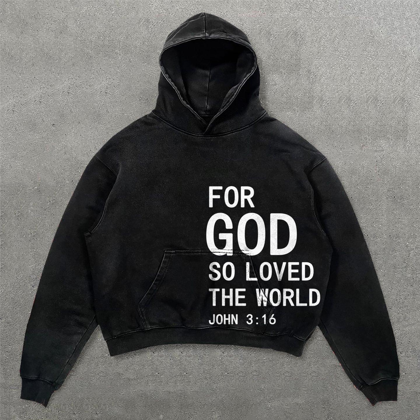 Sopula Men's For God So Loved The World Print Graphic Acid Washed Oversized Hoodie Product Image