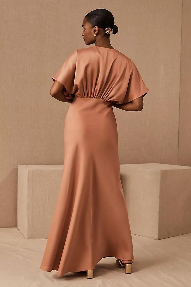 BHLDN Leila Deep-V Flutter-Sleeve Satin A-Line Gown Product Image