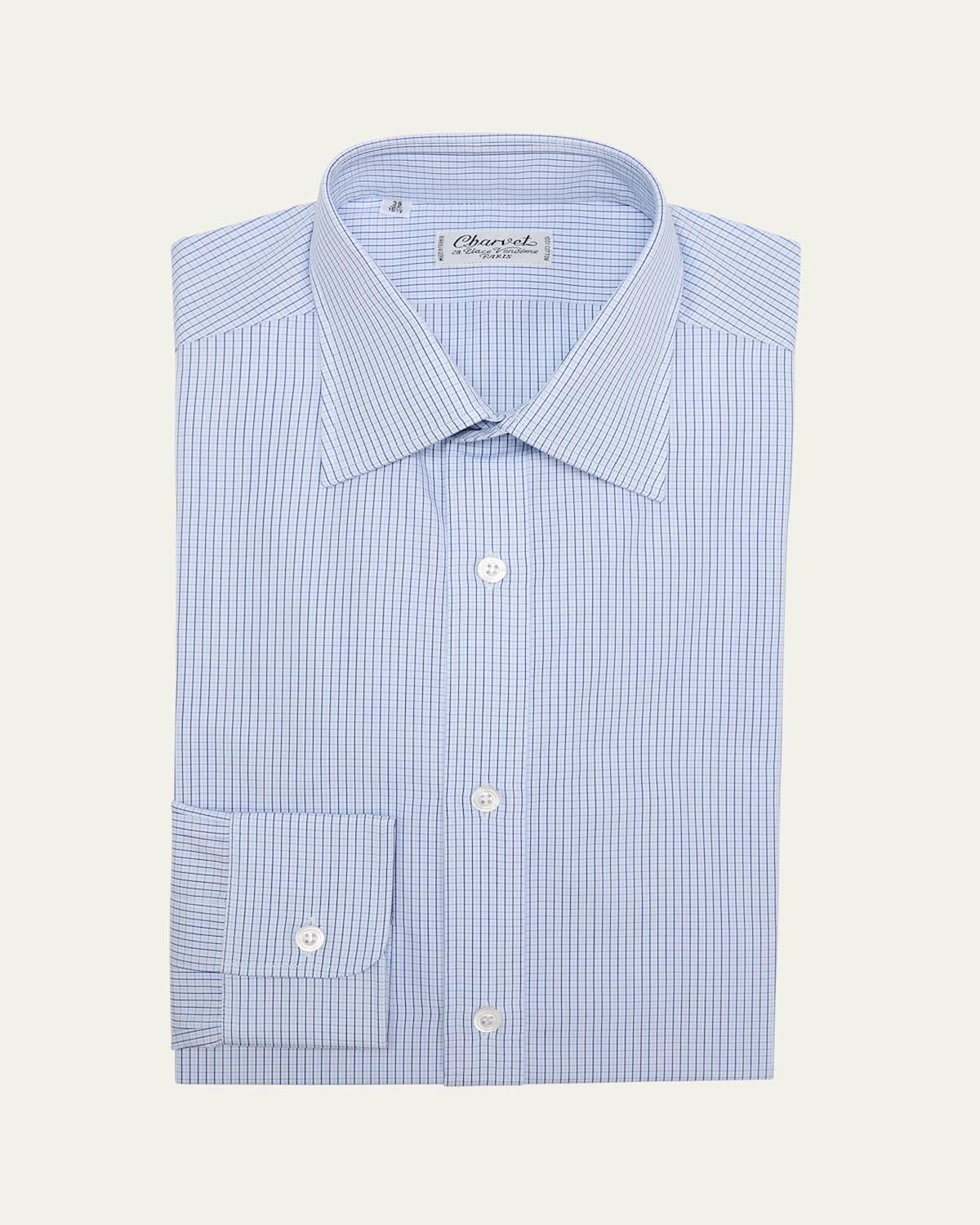 Mens Cotton Mini-Check Dress Shirt Product Image