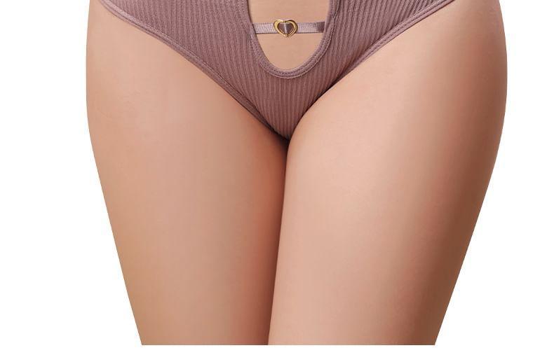 Plain Cutout Heart Buckled Thong Product Image