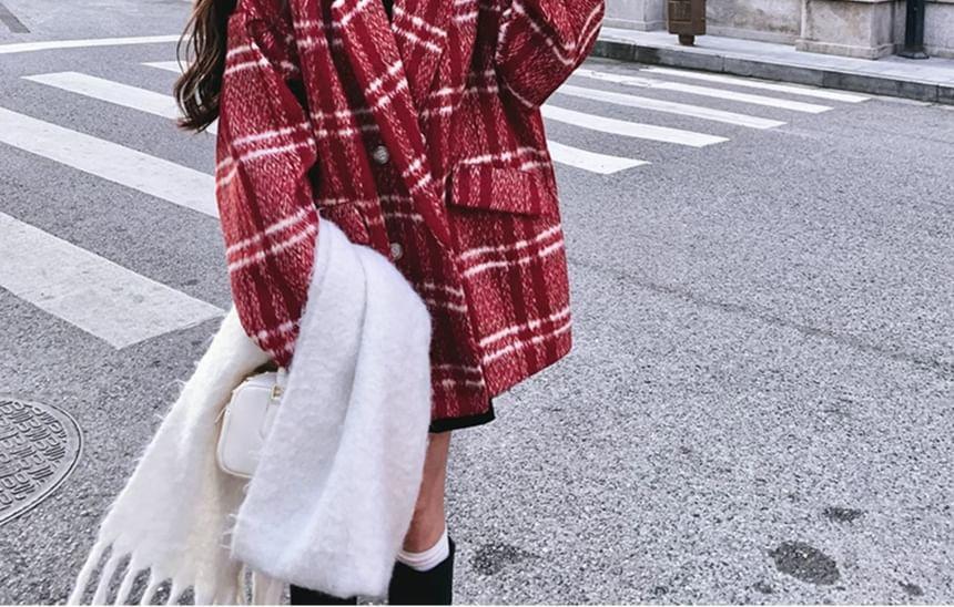 Plaid Oversized Double-Breasted Coat Product Image