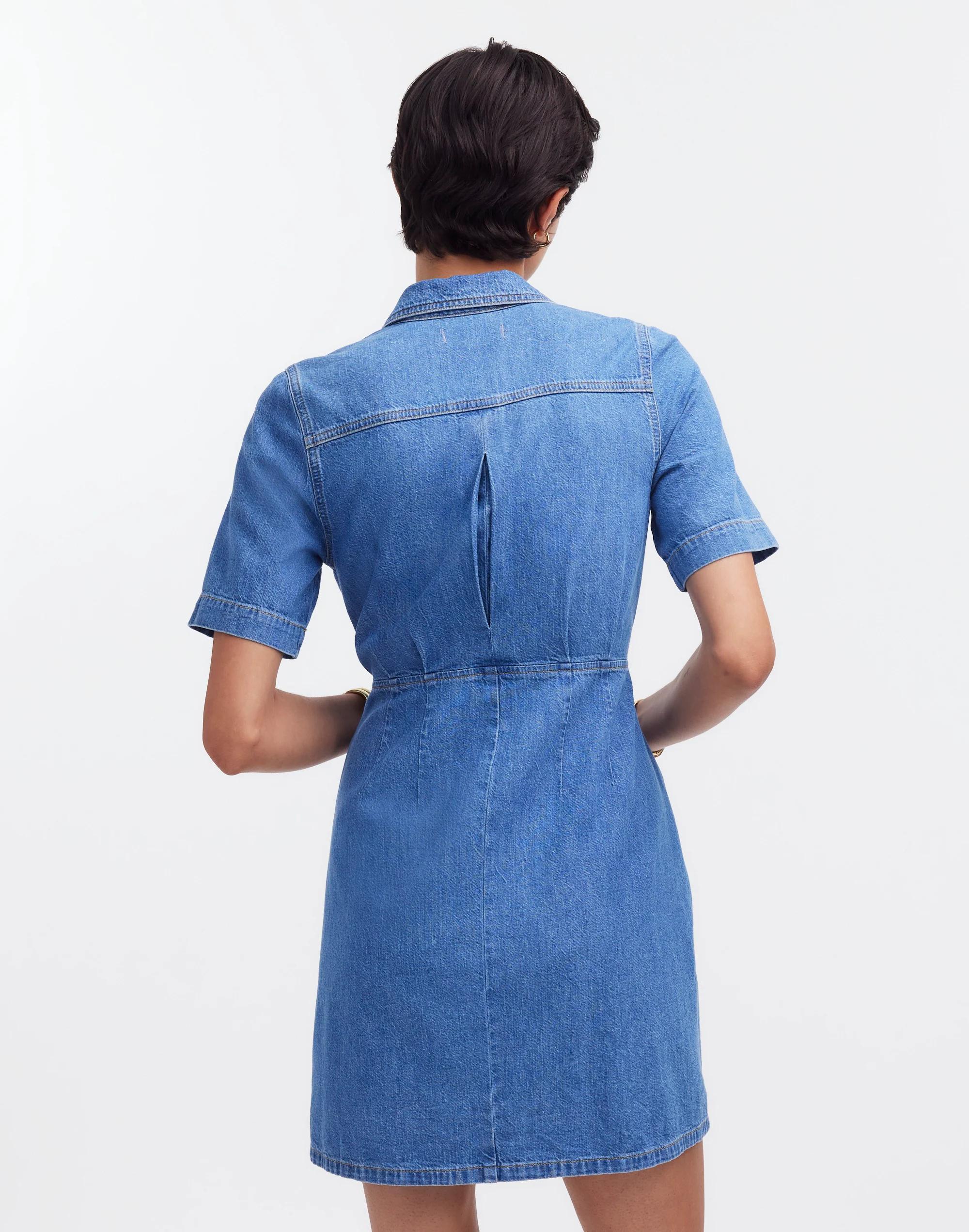 Denim Overlay Mini Shirtdress in Caulk Wash Product Image