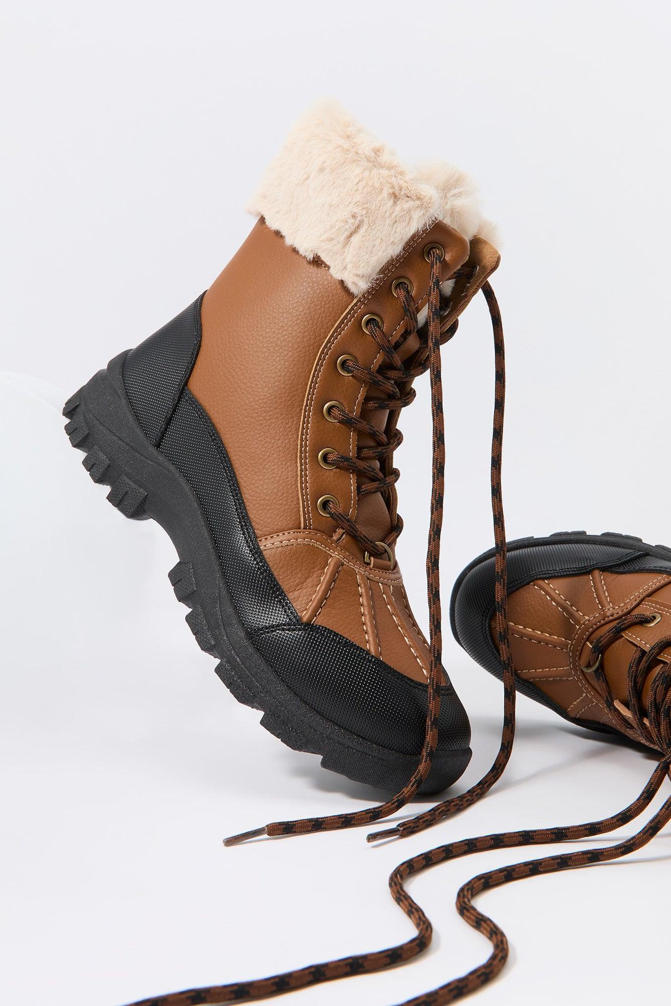 Faux Fur Collared Lace Up Boot Female product image