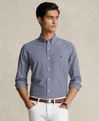 Polo Ralph Lauren Mens Classic-Fit Gingham Stretch Poplin Shirt - Vintage Khaki Product Image