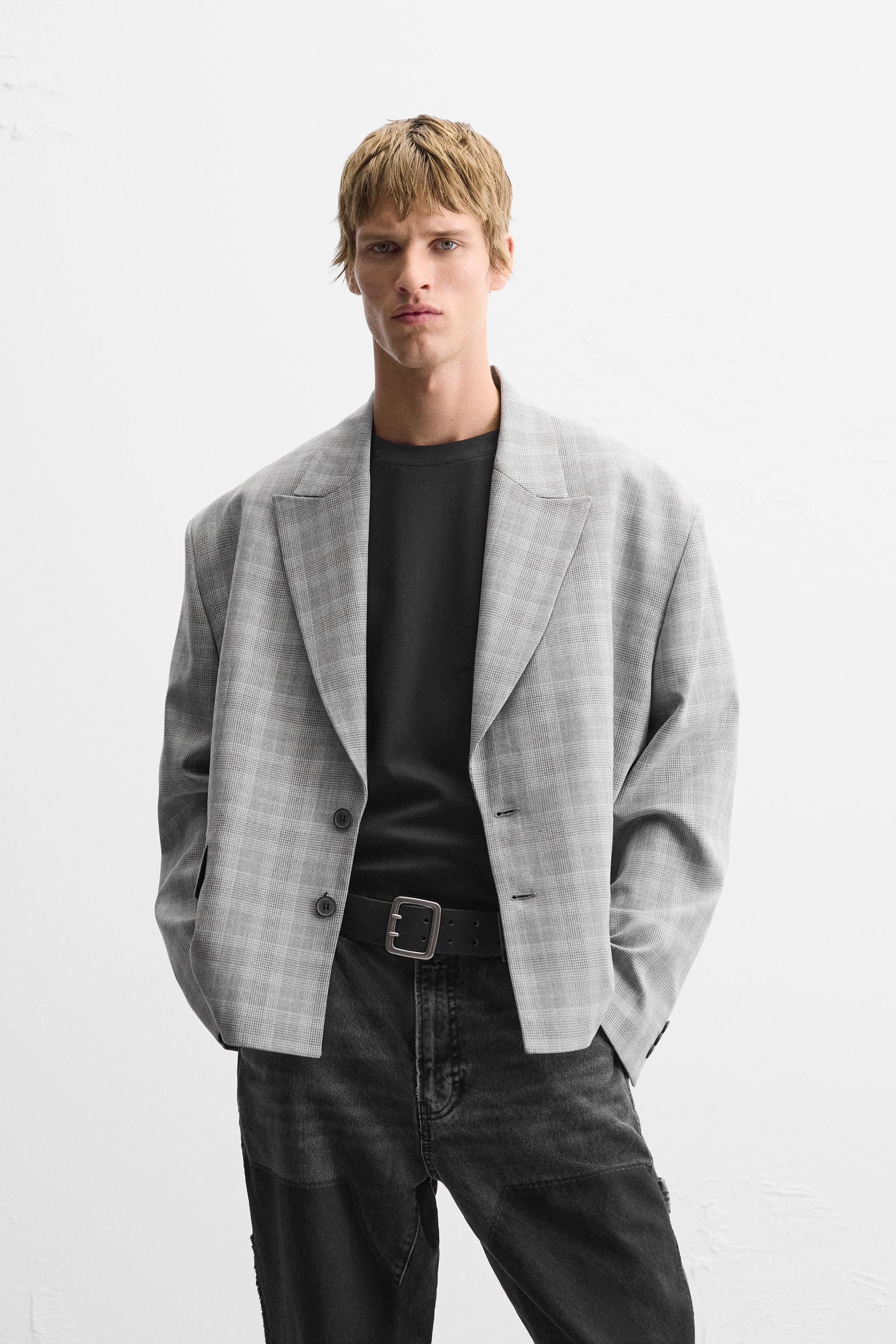 CHECKERED OVERSIZED FIT BLAZER Product Image