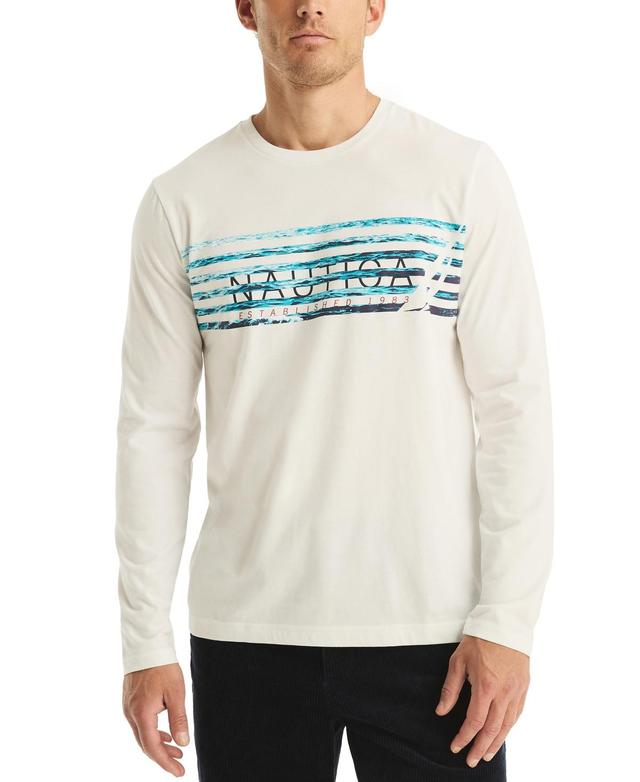 Nautica Mens Long Sleeve Crewneck Logo Graphic T-Shirt Product Image