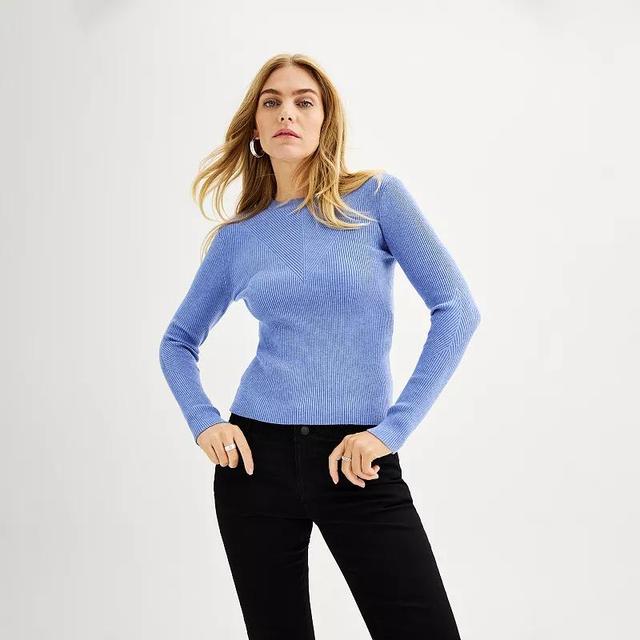 Womens Nine West Ribbed Sweater Light Blue Grey Product Image