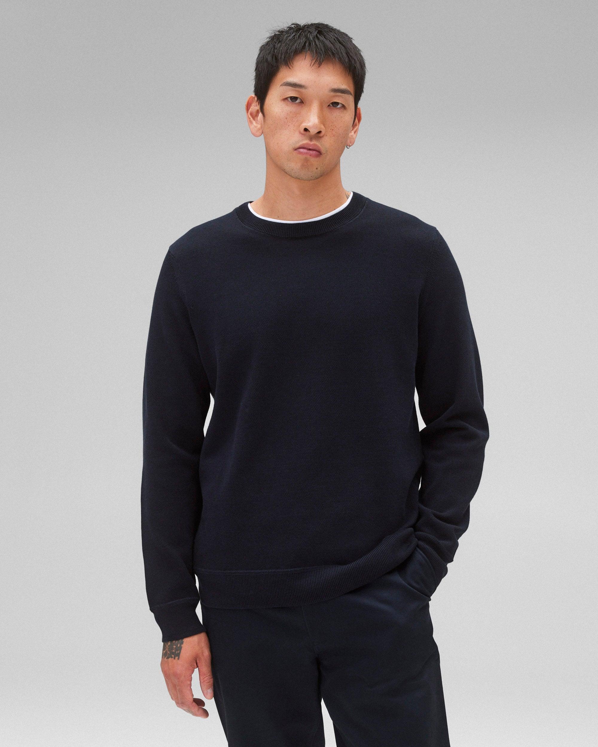 0984. Herringbone Terry Crewneck - Black Product Image