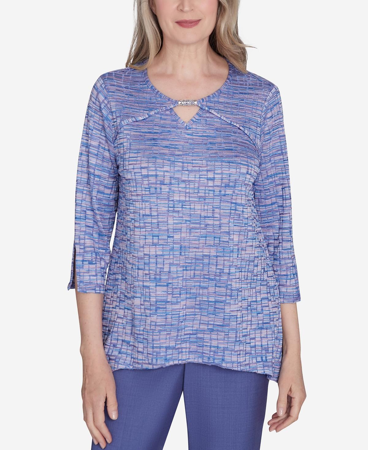 Womens Alfred Dunner Space Dye Detailed Charm Top Product Image