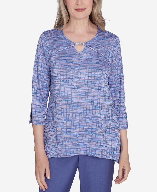 Petite Alfred Dunner Space-Dye Detailed Charm Top, Womens Product Image