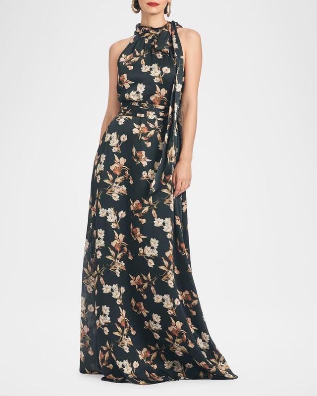 Kayla Floral-Print Georgette Gown Product Image