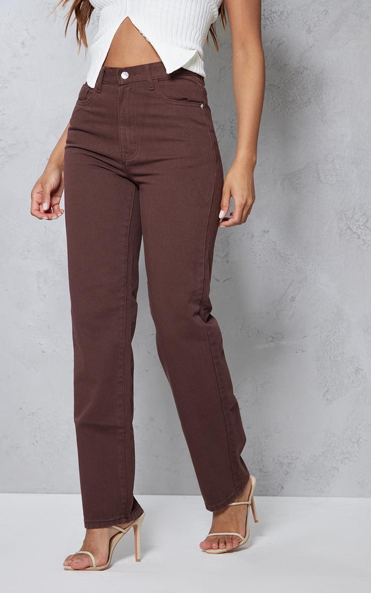 Chocolate High Waist Straight Leg Jeans Product Image