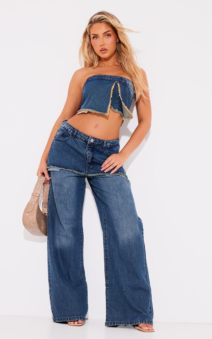  Vintage Wash Exposed Pocket Denim Straight Leg Jeans product image