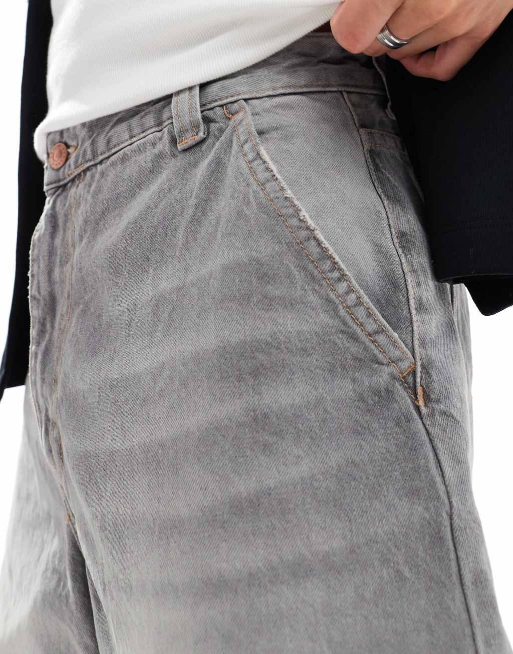 Bershka skater fit jeans in washed gray Product Image