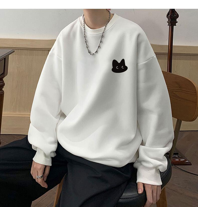 Crewneck Cat Print Sweatshirt Product Image