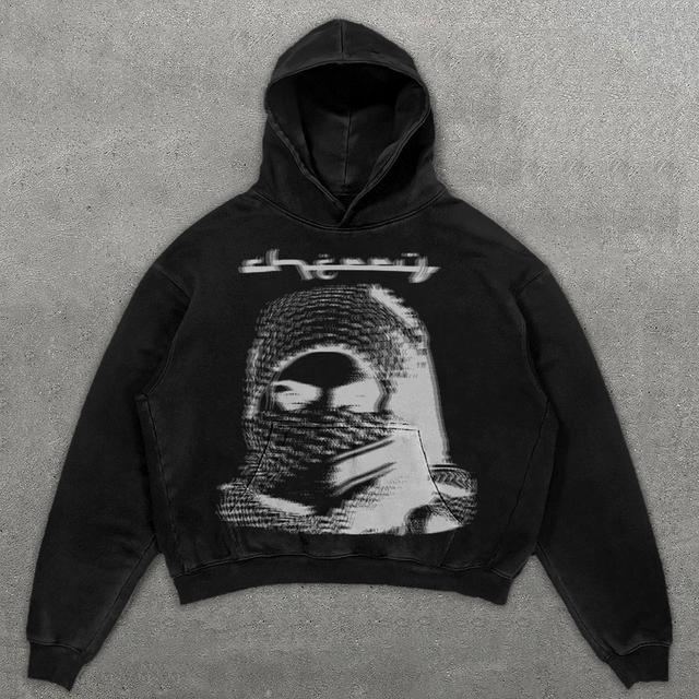 Relaxed Vintage Freedom Graphic Black Washed Hoodie Product Image