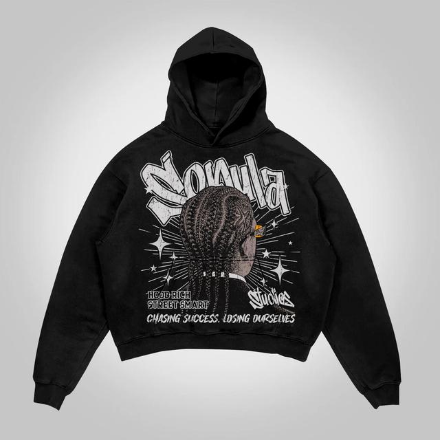 Sopula Street Dirty Braided Characters Make Vintage Graphics Cotton Pocket Hoodie Product Image