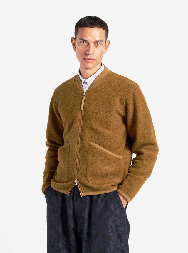 Universal Works Zip Bomber in Mustard Wool Fleece Product Image