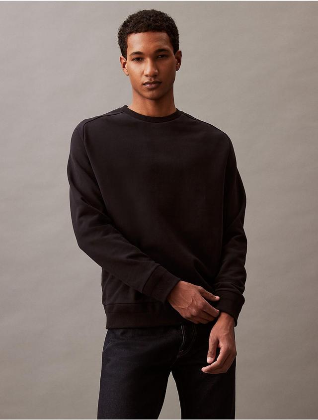 Calvin Klein Mens Luxe Terry Crewneck Sweatshirt - Black - M Product Image