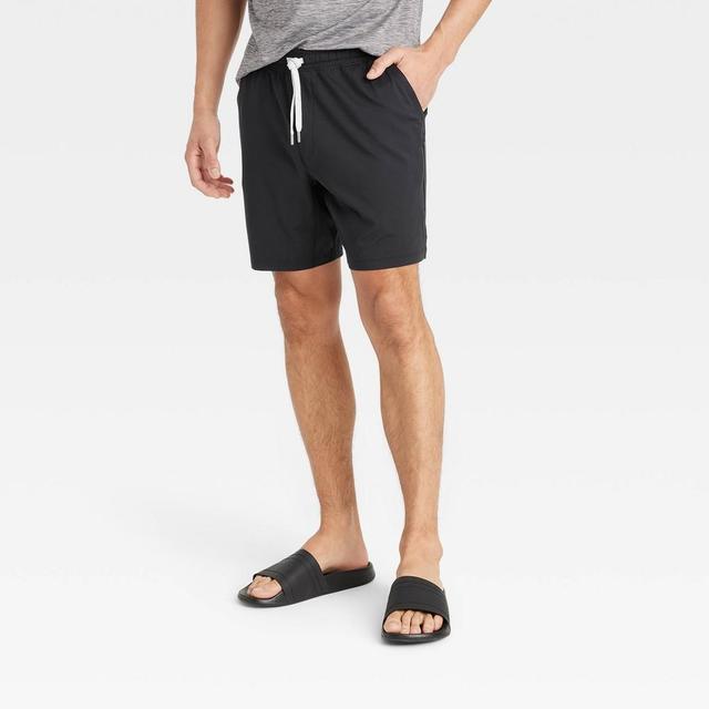 Mens Soft Stretch Shorts 7 - All In Motion Black Onyx L Product Image