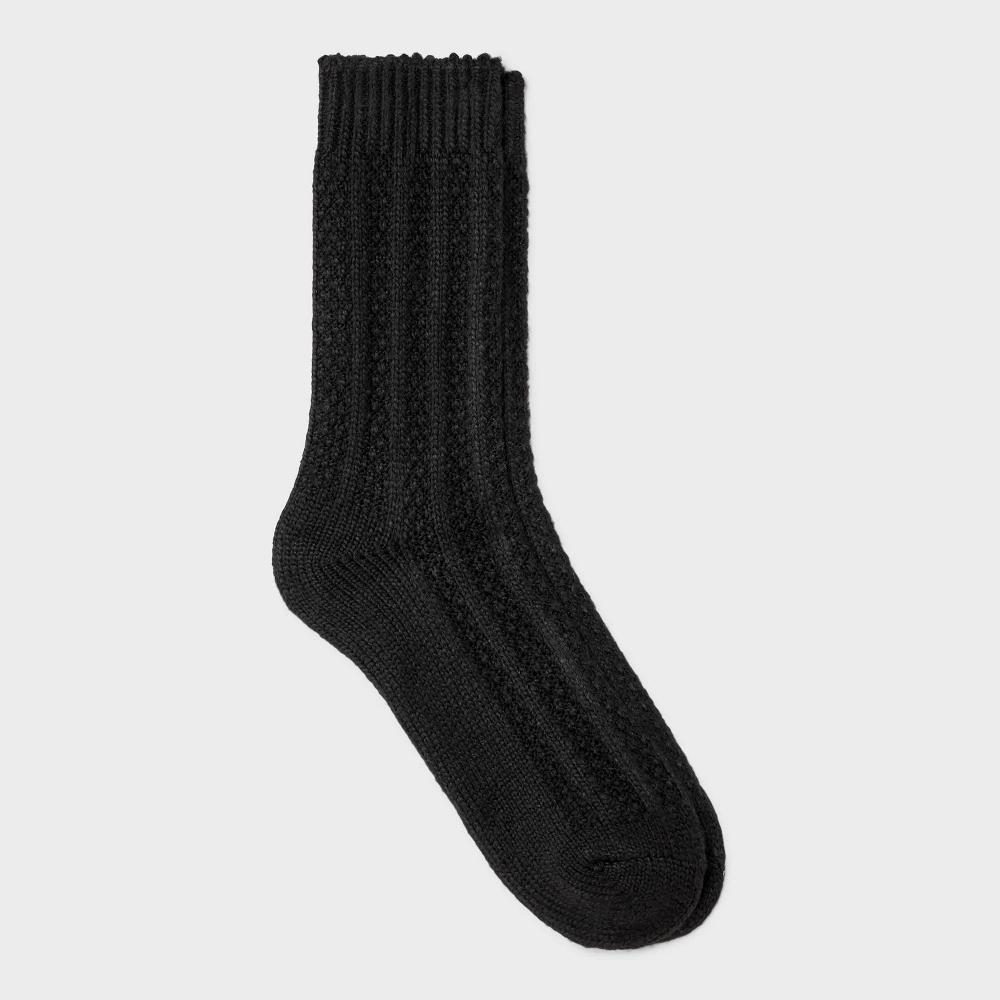 Womens Ribbed Supersoft Crew Boot Socks - Universal Thread Black 4-10 Product Image