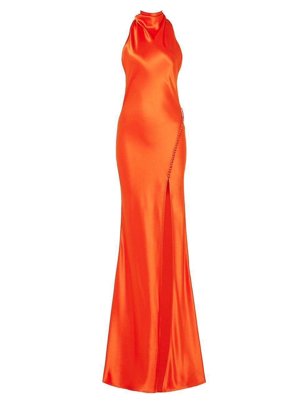 Womens Penelope Satin Halterneck Gown Product Image