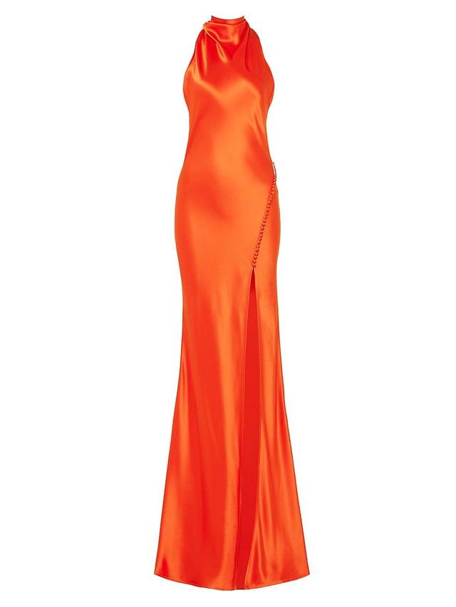 Womens Penelope Satin Halterneck Gown Product Image